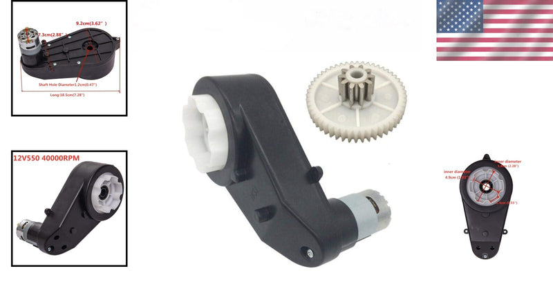 Compact 12V DC Motor with Gearbox Upgrade for Kids Power Wheels and SUVs Magic Cars 1