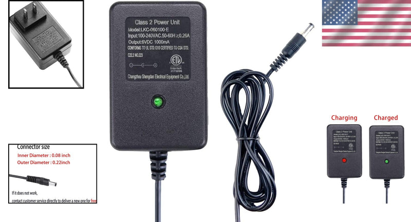 Compact 6V Battery Charger for Kids' Ride-On Electric Cars Universal Fit Magic Cars 1