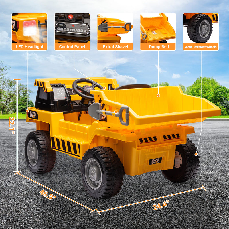 12V Electric Ride-On Construction Dumper Truck for Kids with Remote Control Toy Gift Magic Cars 11