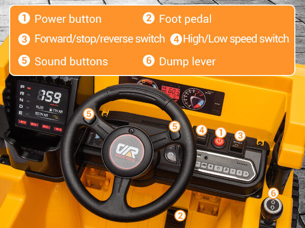 12V Electric Ride-On Construction Dumper Truck for Kids with Remote Control Toy Gift Magic Cars 4