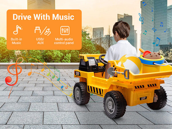 12V Electric Ride-On Construction Dumper Truck for Kids with Remote Control Toy Gift Magic Cars 6