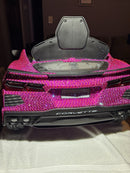 Pink Rhinestone Ride-On Car with Remote Control, Lights, USB, and Music Magic Cars 12
