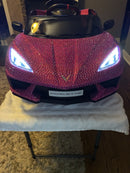 Pink Rhinestone Ride-On Car with Remote Control, Lights, USB, and Music Magic Cars 5
