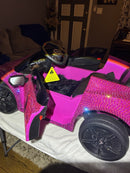 Pink Rhinestone Ride-On Car with Remote Control, Lights, USB, and Music Magic Cars 8