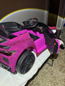 Pink Rhinestone Ride-On Car with Remote Control, Lights, USB, and Music Magic Cars 9