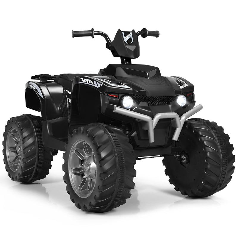 12V Kids 4-Wheeler ATV Quad Ride-On Car with LED Lights and Music, Black Magic Cars 0
