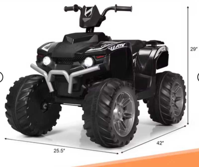 12V Kids 4-Wheeler ATV Quad Ride-On Car with LED Lights and Music, Black Magic Cars Variant 0
