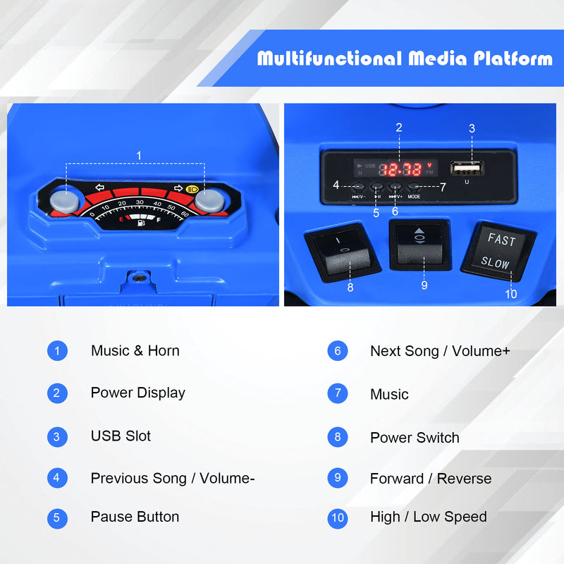 12V Kids 4-Wheel ATV Ride-On Car with LED Lights and Music, Navy Magic Cars 10