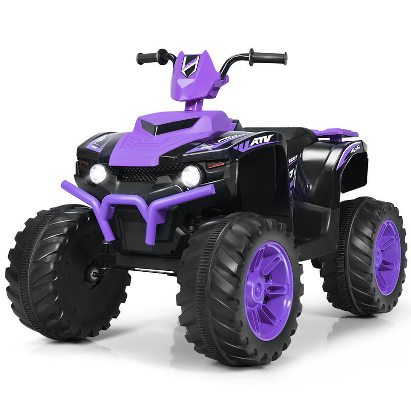 12V Kids 4-Wheeler ATV Ride-On Car with LED Lights and Music Purple Magic Cars 0