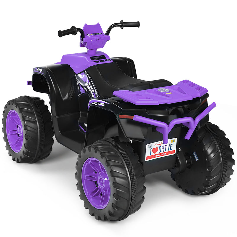 12V Kids 4-Wheeler ATV Ride-On Car with LED Lights and Music Purple Magic Cars 11