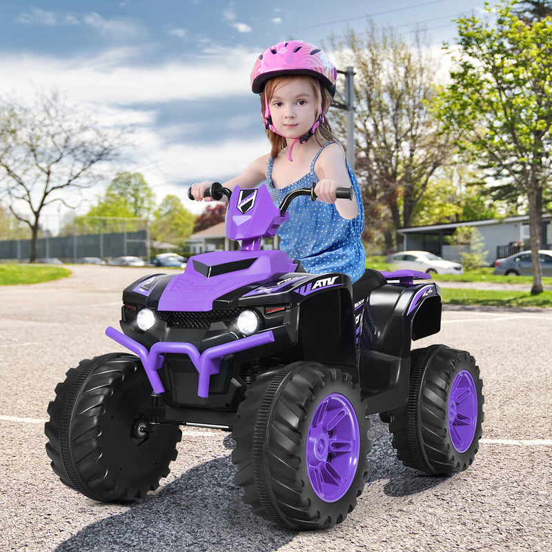 12V Kids 4-Wheeler ATV Ride-On Car with LED Lights and Music Purple Magic Cars 2