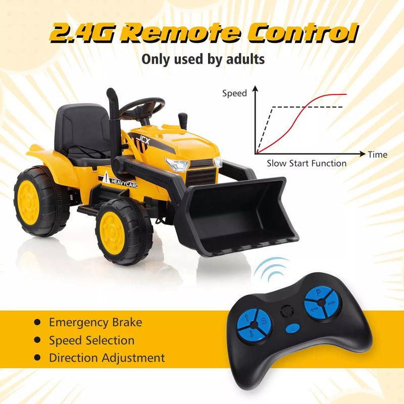 12V Kids Electric Ride-On RC Excavator Digger Bulldozer Tractor with Lights Magic Cars 6