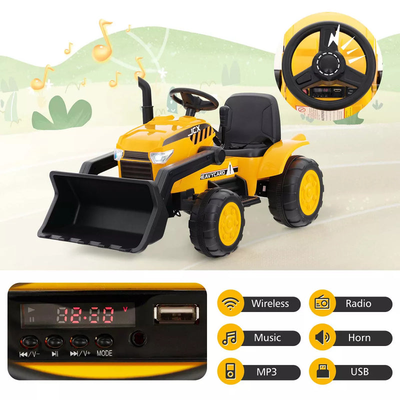 12V Kids Electric Ride-On RC Excavator Digger Bulldozer Tractor with Lights Magic Cars 7