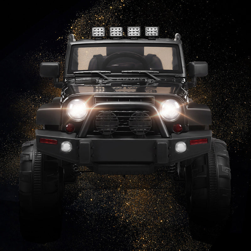 12V Kids Ride-On Truck Car with Remote Control, MP3 Music, and LED Lights - Black Magic Cars 10