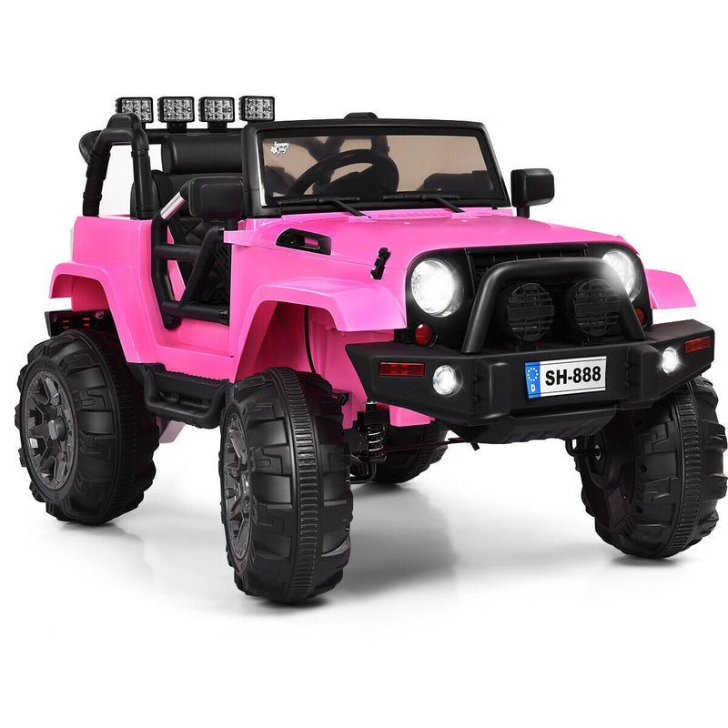 12V Kids Ride-On Truck Car with Remote Control, MP3, Music, and LED Lights in Pink Magic Cars 11