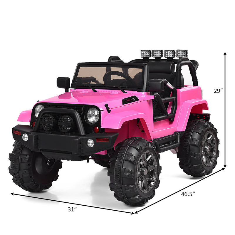 12V Kids Ride-On Truck Car with Remote Control, MP3, Music, and LED Lights in Pink Magic Cars 1