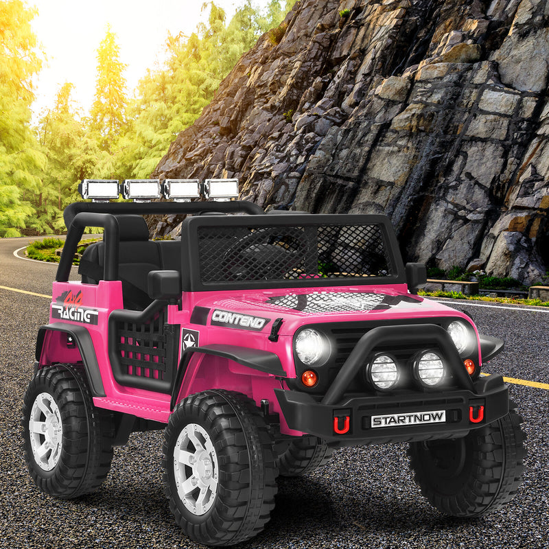 12V Kids Electric Ride-On Truck with Remote Control, Lights, and Music - Pink Magic Cars 2