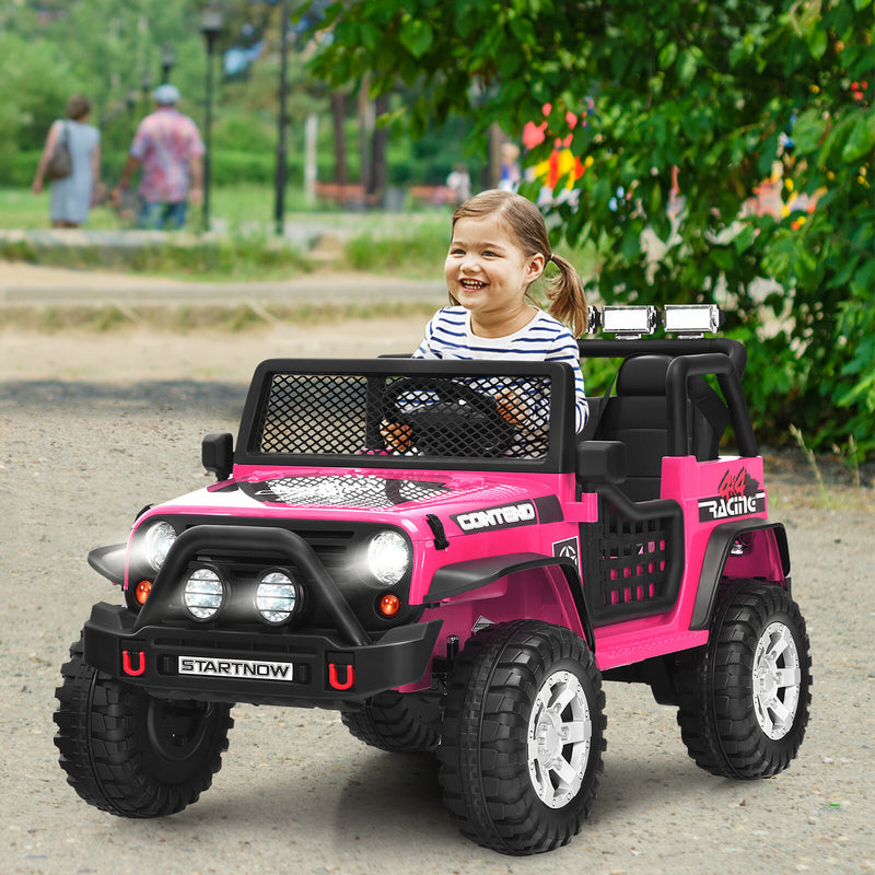 12V Kids Electric Ride-On Truck with Remote Control, Lights, and Music - Pink Magic Cars 3