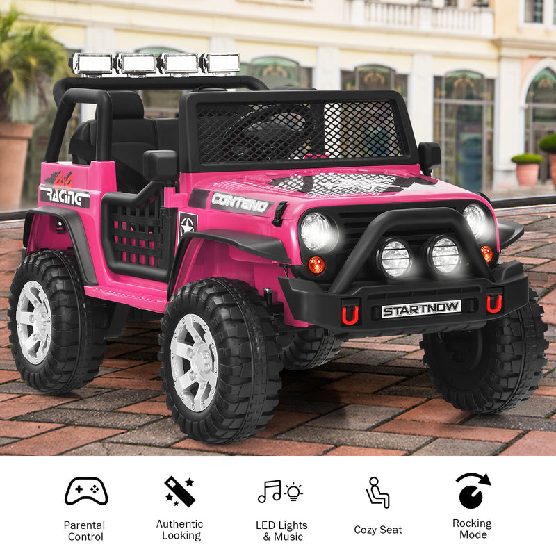 12V Kids Electric Ride-On Truck with Remote Control, Lights, and Music - Pink Magic Cars 4