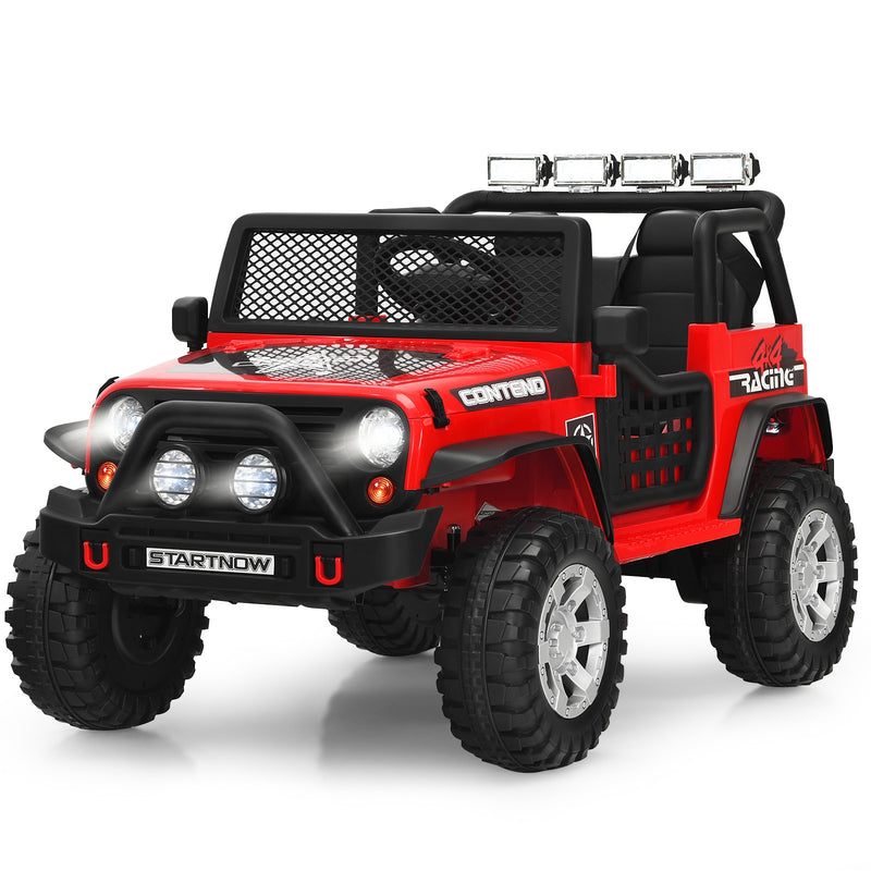 12V Kids Electric Ride-On Truck with Remote Control, Lights, and Music - Red Magic Cars 0