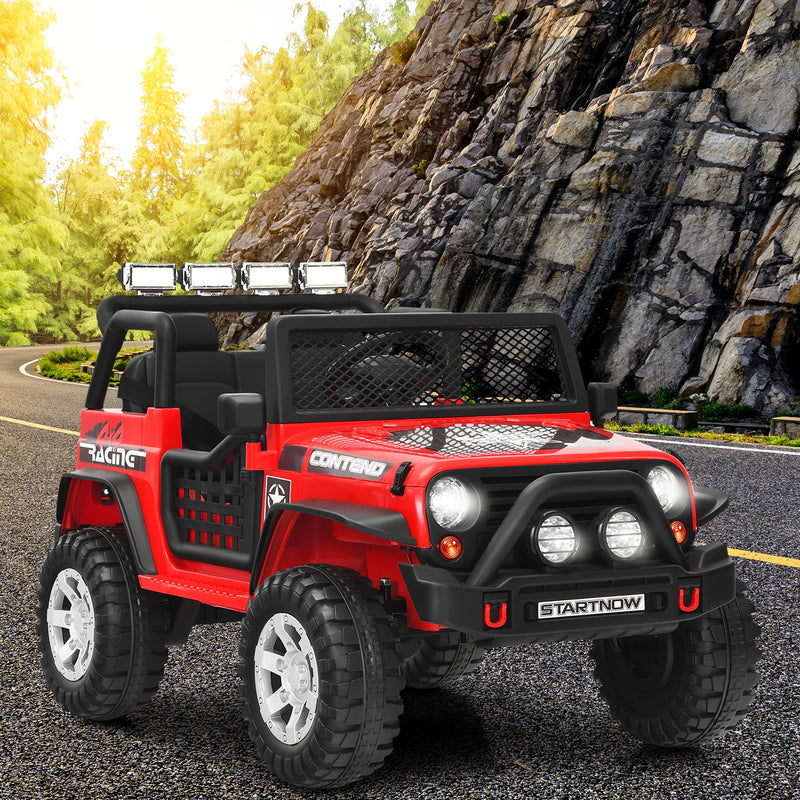 12V Kids Electric Ride-On Truck with Remote Control, Lights, and Music - Red Magic Cars 2