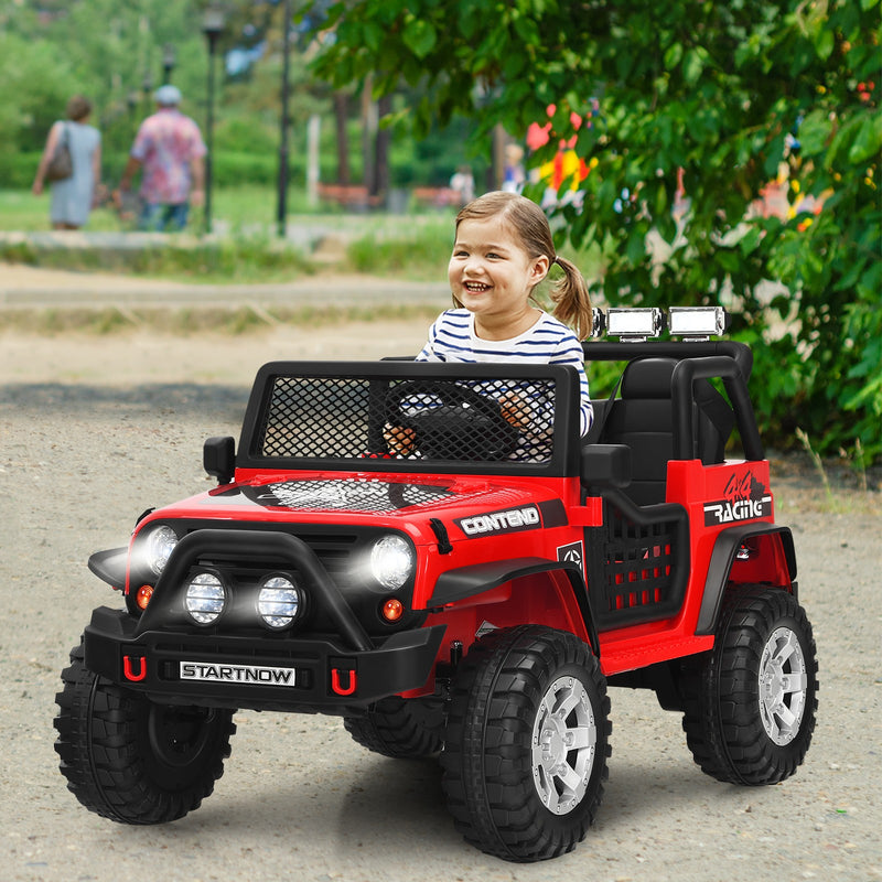 12V Kids Electric Ride-On Truck with Remote Control, Lights, and Music - Red Magic Cars 3
