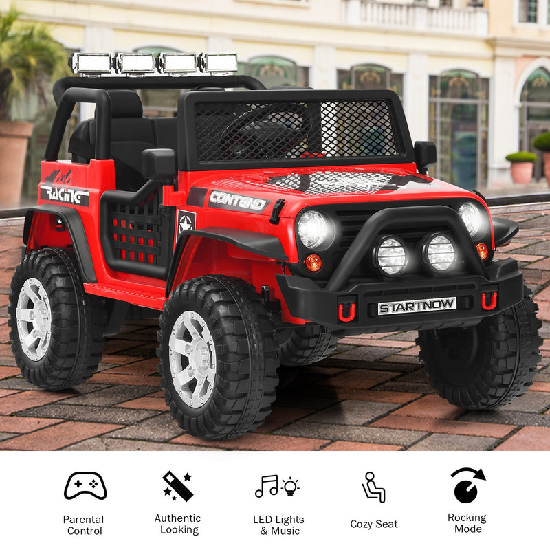 12V Kids Electric Ride-On Truck with Remote Control, Lights, and Music - Red Magic Cars 4