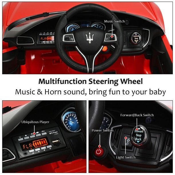 12V Licensed Maserati Kids Ride-On Car with Remote Control and LED Lights Magic Cars 1