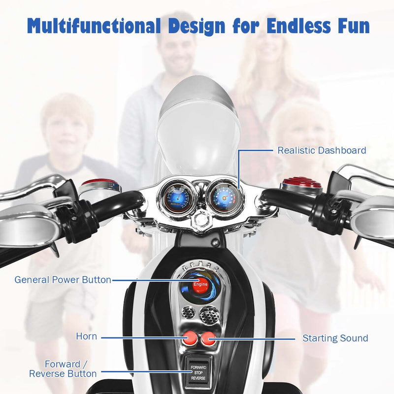 3-Wheel Electric Ride-On Motorcycle for Kids with 6V Battery and Music Magic Cars 3