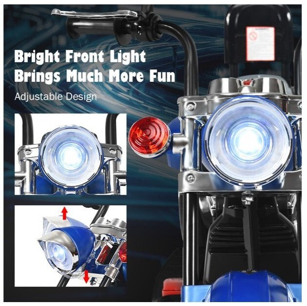 3-Wheel Kids Electric Ride-On Motorcycle 6V Battery Powered Toy Blue Magic Cars 4