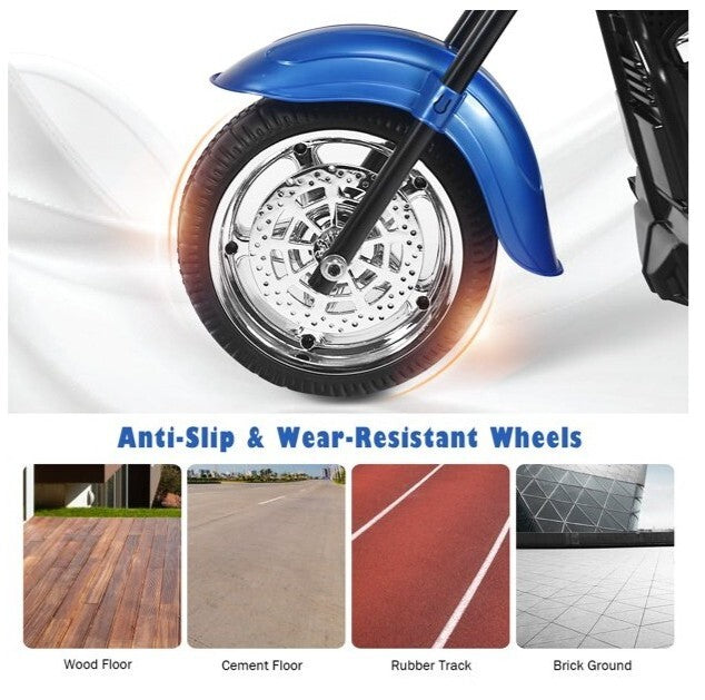 3-Wheel Kids Electric Ride-On Motorcycle 6V Battery Powered Toy Blue Magic Cars 5