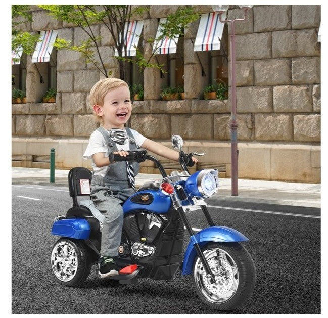 3-Wheel Kids Electric Ride-On Motorcycle 6V Battery Powered Toy Blue Magic Cars 6