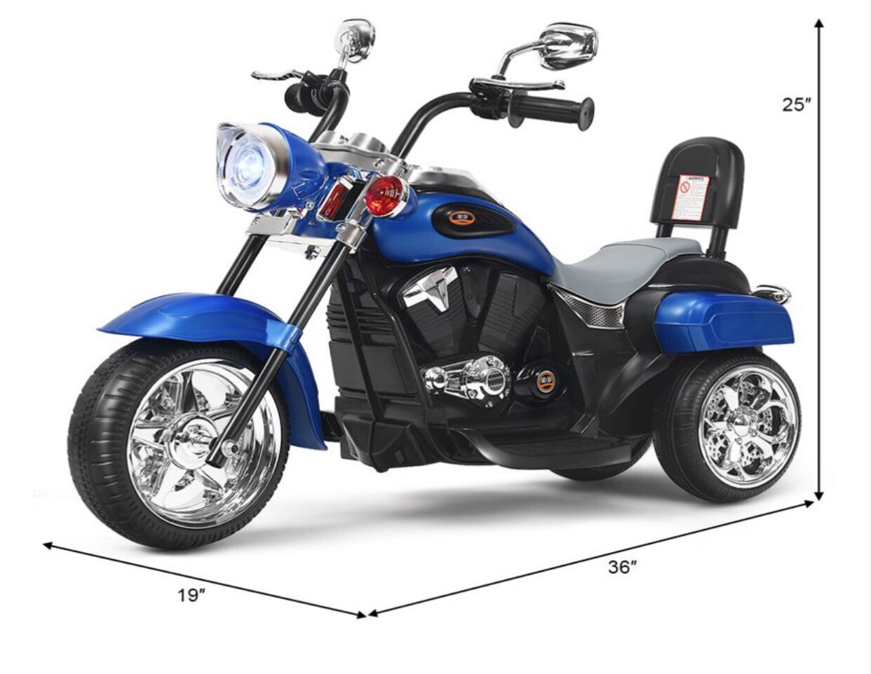 3-Wheel Electric Ride-On Motorcycle for Kids 6V Battery Powered Blue