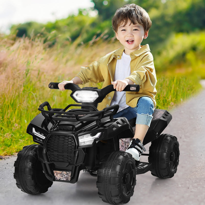 6V Kids Electric Ride-On ATV Quad Toy Car with LED Lights and MP3 Player Black Magic Cars 3
