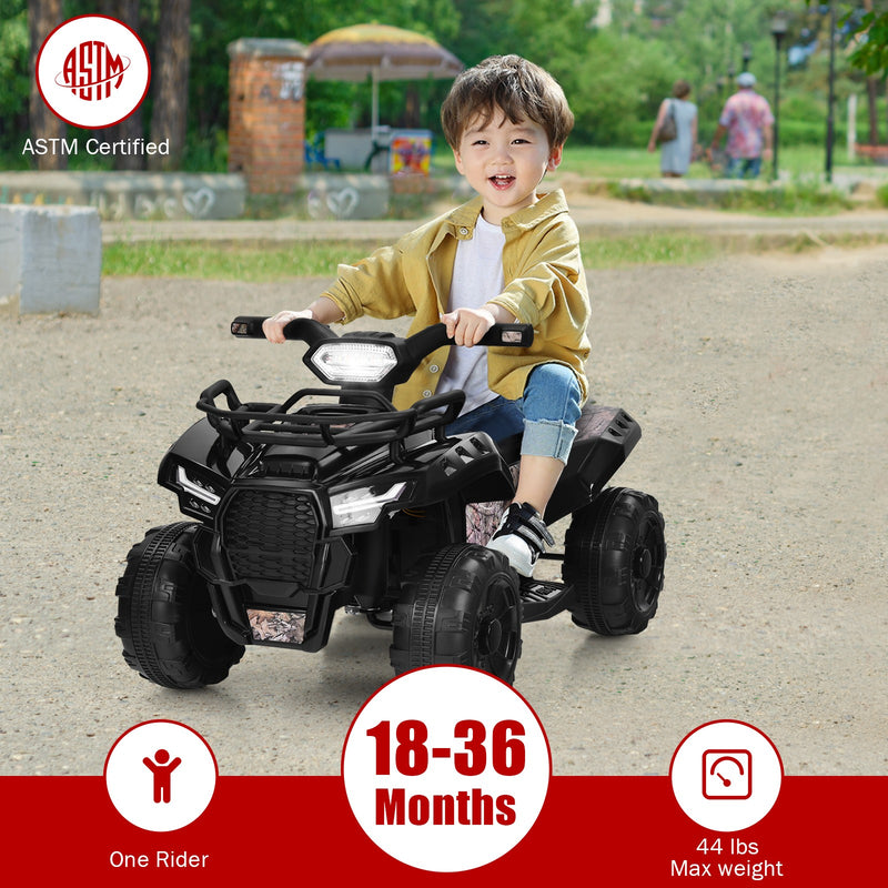 6V Kids Electric Ride-On ATV Quad Toy Car with LED Lights and MP3 Player Black Magic Cars 7