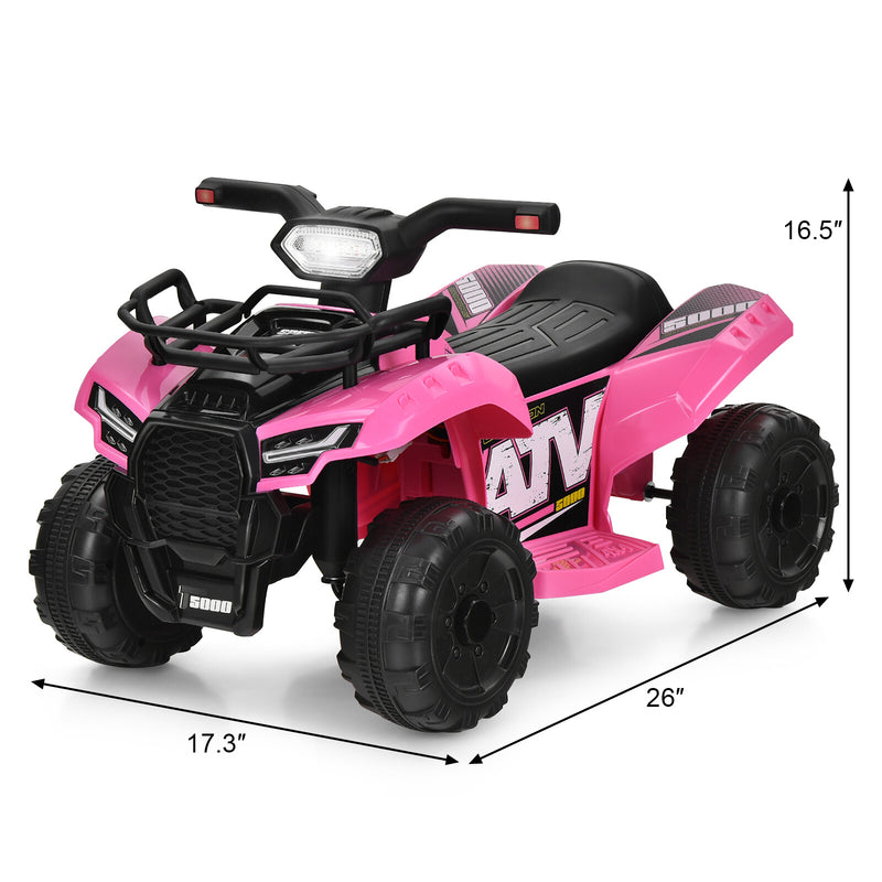 6V Electric Kids ATV Ride-On Quad Toy Car for Toddlers with LED Lights and MP3 Pink Magic Cars 1