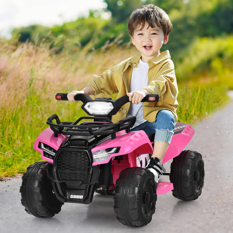 6V Electric Kids ATV Ride-On Quad Toy Car for Toddlers with LED Lights and MP3 Pink Magic Cars 3