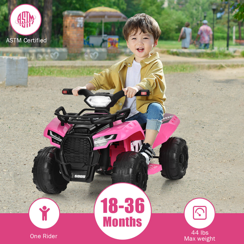 6V Electric Kids ATV Ride-On Quad Toy Car for Toddlers with LED Lights and MP3 Pink Magic Cars 7
