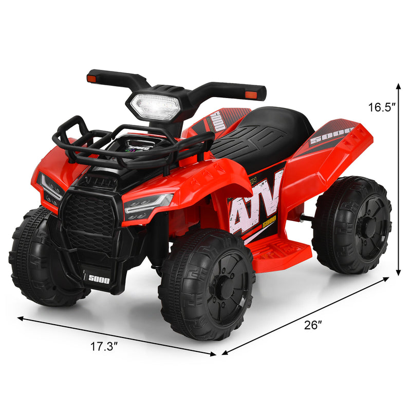 6V Electric Kids ATV Ride-On Quad Toy Car with LED Lights and MP3 Player, Red Magic Cars 1
