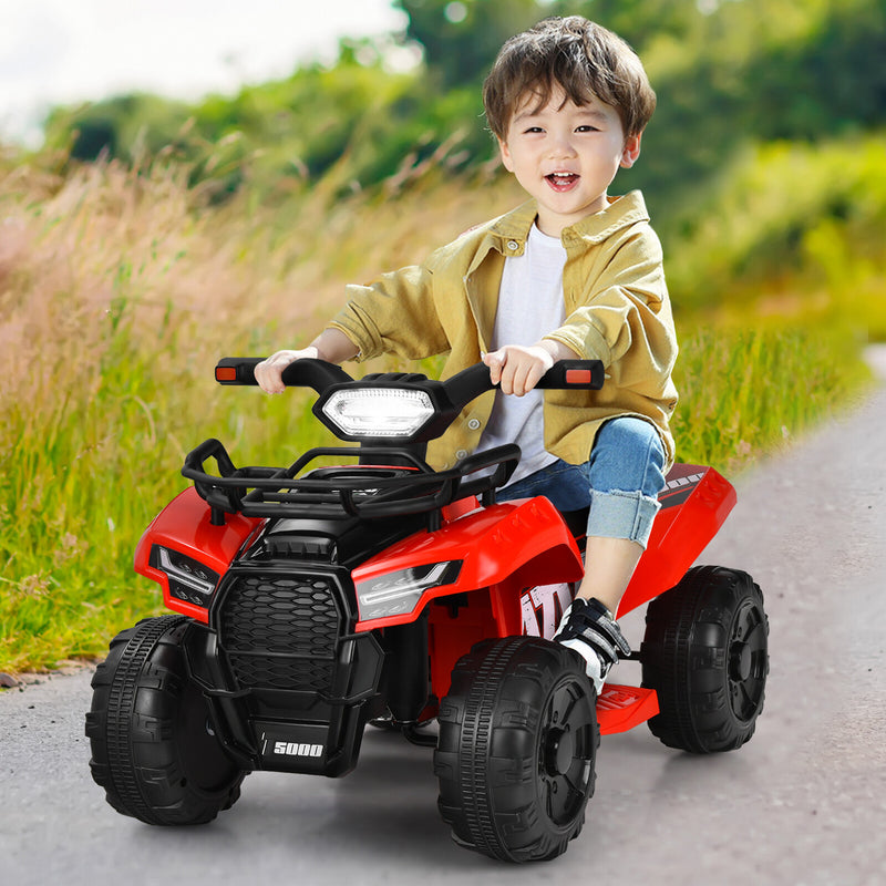 6V Electric Kids ATV Ride-On Quad Toy Car with LED Lights and MP3 Player, Red Magic Cars 3
