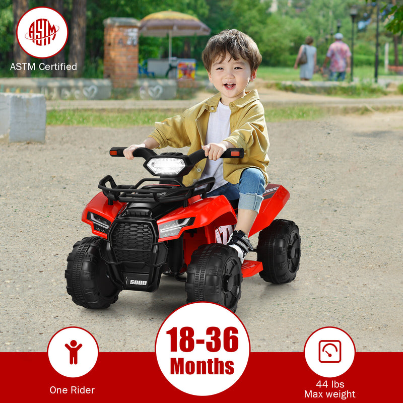 6V Electric Kids ATV Ride-On Quad Toy Car with LED Lights and MP3 Player, Red Magic Cars 7