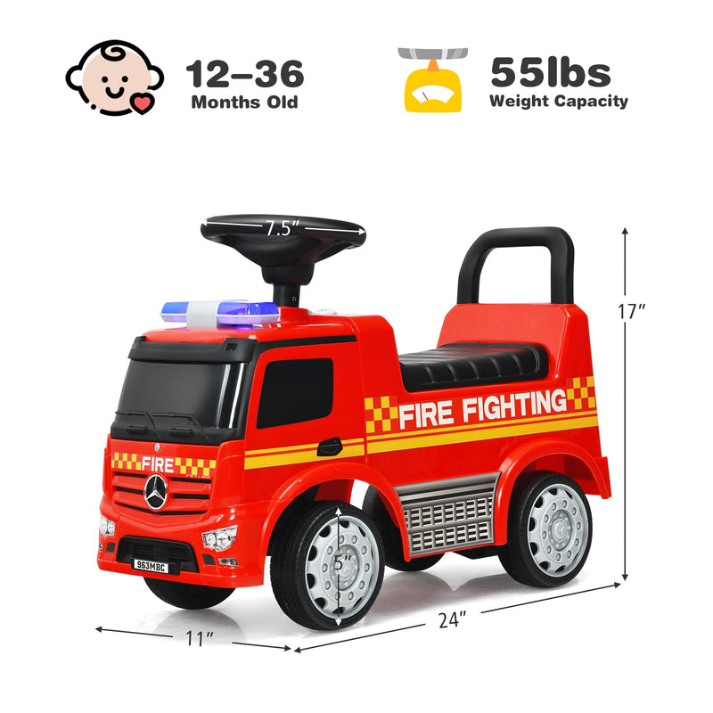 Kids Licensed Mercedes Benz Red Fire Engine Push and Ride-On Racer Toy Magic Cars 1