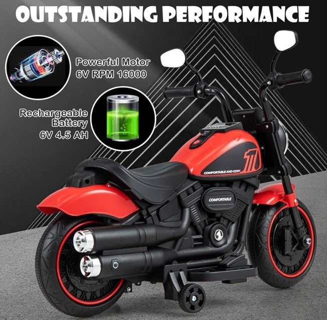 Toddler 6V Battery-Powered Electric Motorcycle with Detachable Features Magic Cars 4
