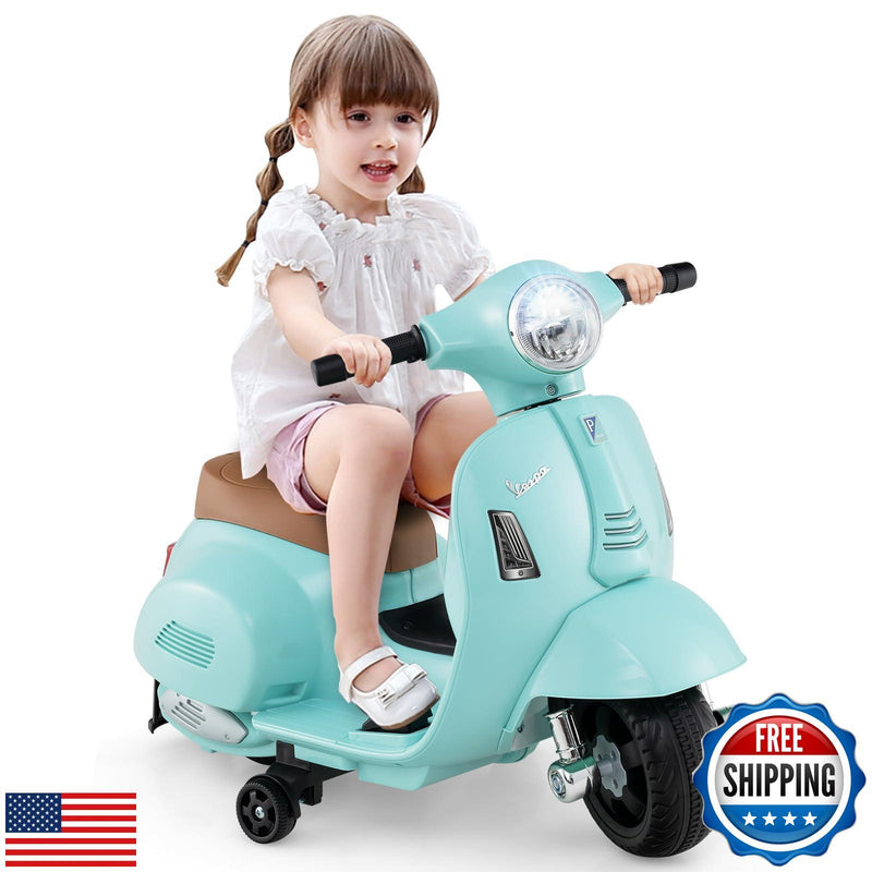 Toddler Licensed Vespa Ride-On Motorcycle with Training Wheels Magic Cars 0