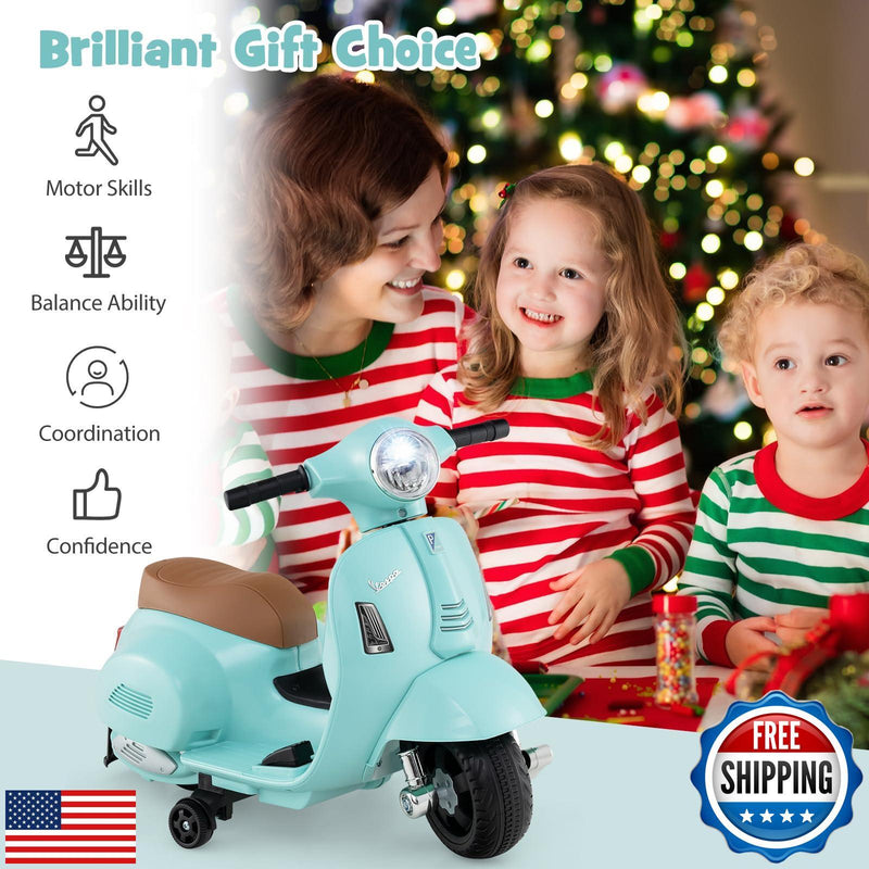 Toddler Licensed Vespa Ride-On Motorcycle with Training Wheels Magic Cars 1