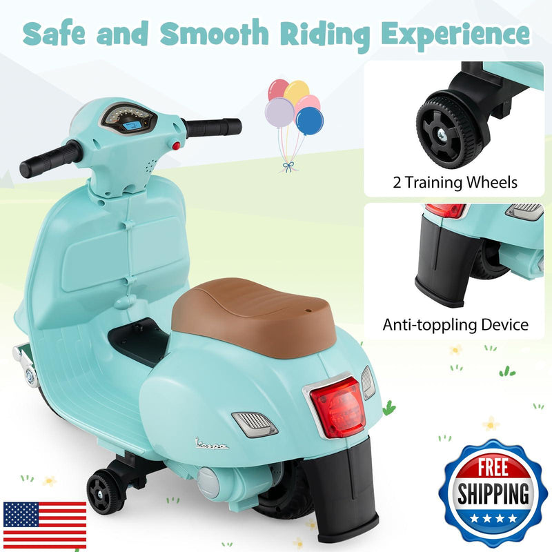 Toddler Licensed Vespa Ride-On Motorcycle with Training Wheels Magic Cars 3