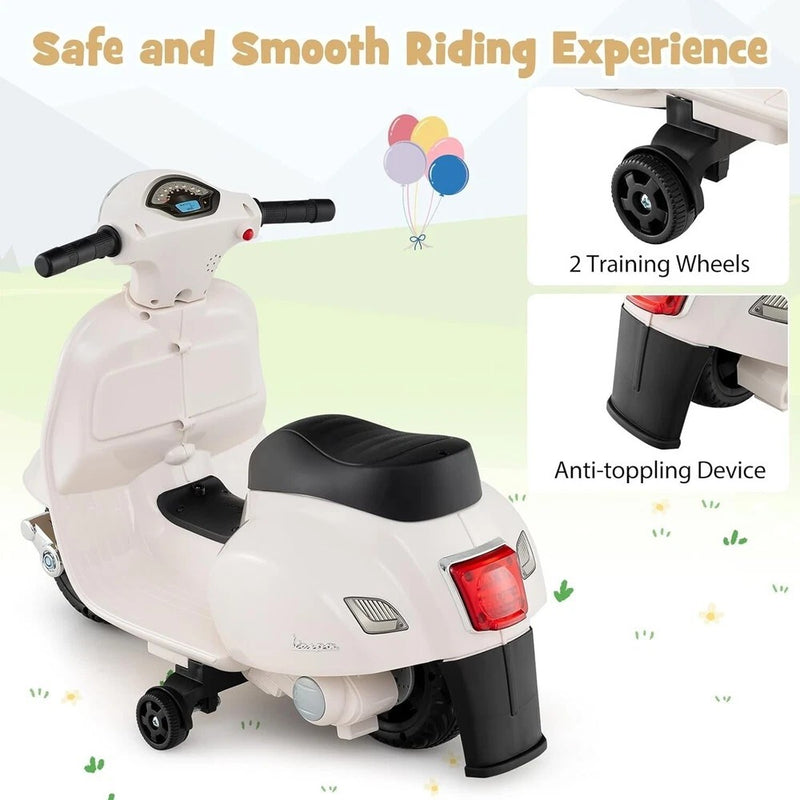 Licensed Vespa Ride-On Motorcycle for Toddlers with Training Wheels Magic Cars 1