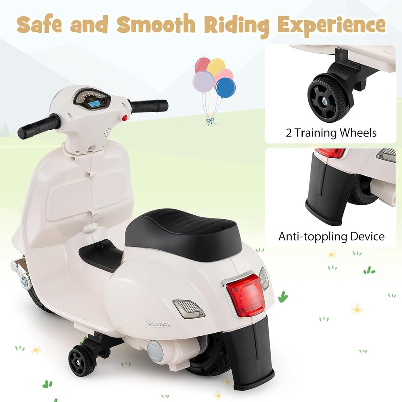 Licensed Vespa Ride-On Toy Motorcycle with Training Wheels for Toddlers Magic Cars 8
