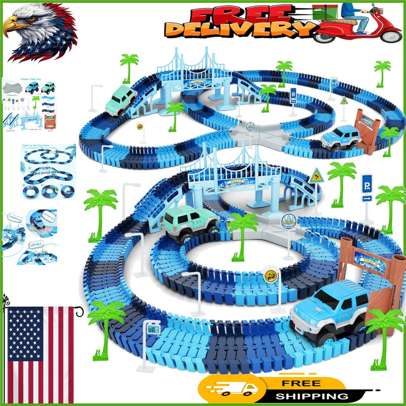 269-Piece Track Car Set with 2 Cars for Ages 3-6, Creative Building Toy Magic Cars 0