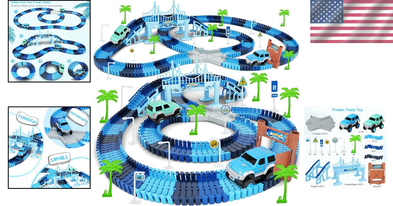 269-Piece Track Car Set with 2 Cars for Ages 3-6, Creative Building Toy Magic Cars 1